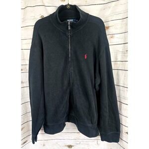 POLO Ralph Lauren Full Zip Sweater Mens 2XL XXL 100% Cotton Pony